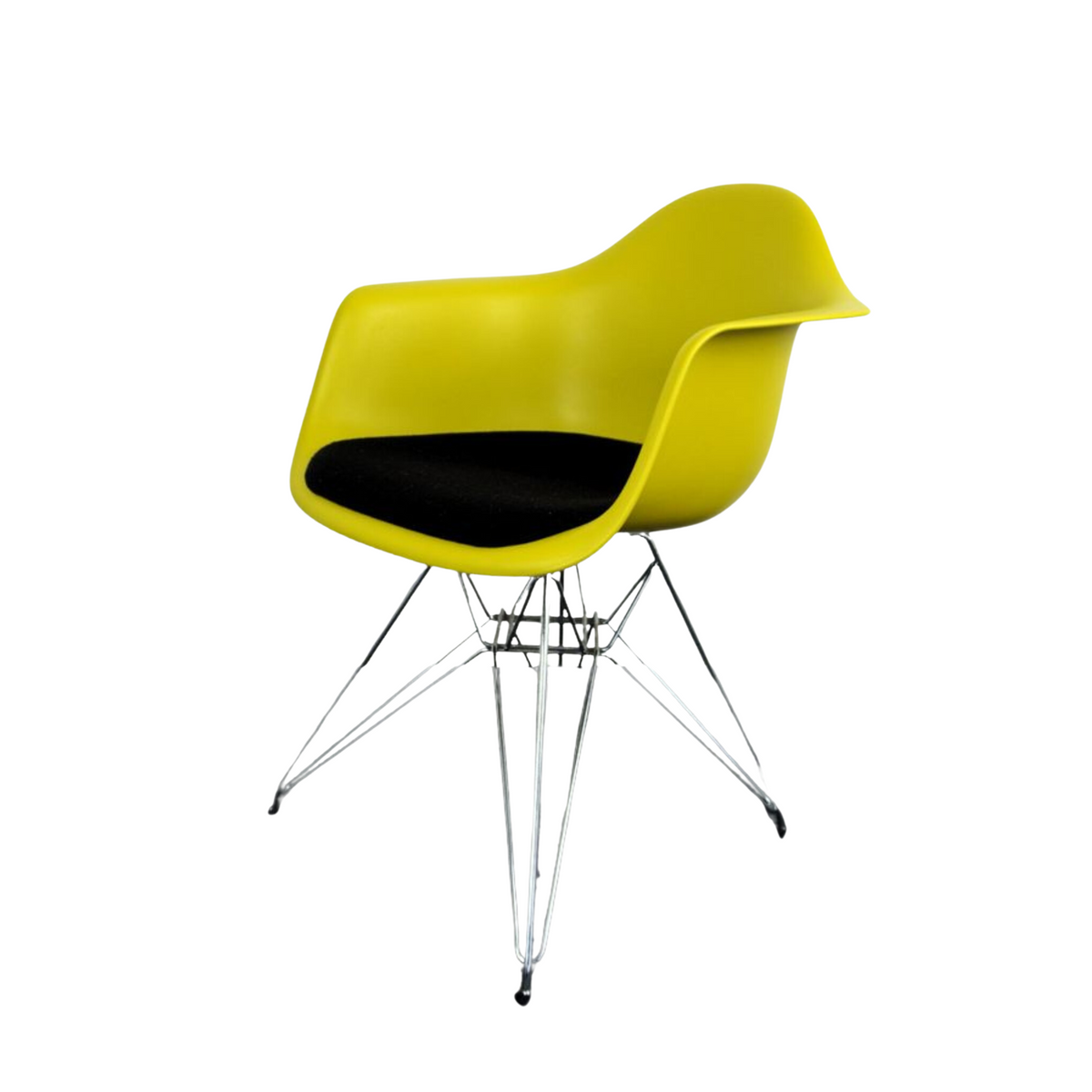 Vitra Eames Armchair DAR Design Stuhl | Gelb | Schwarzes Kissen